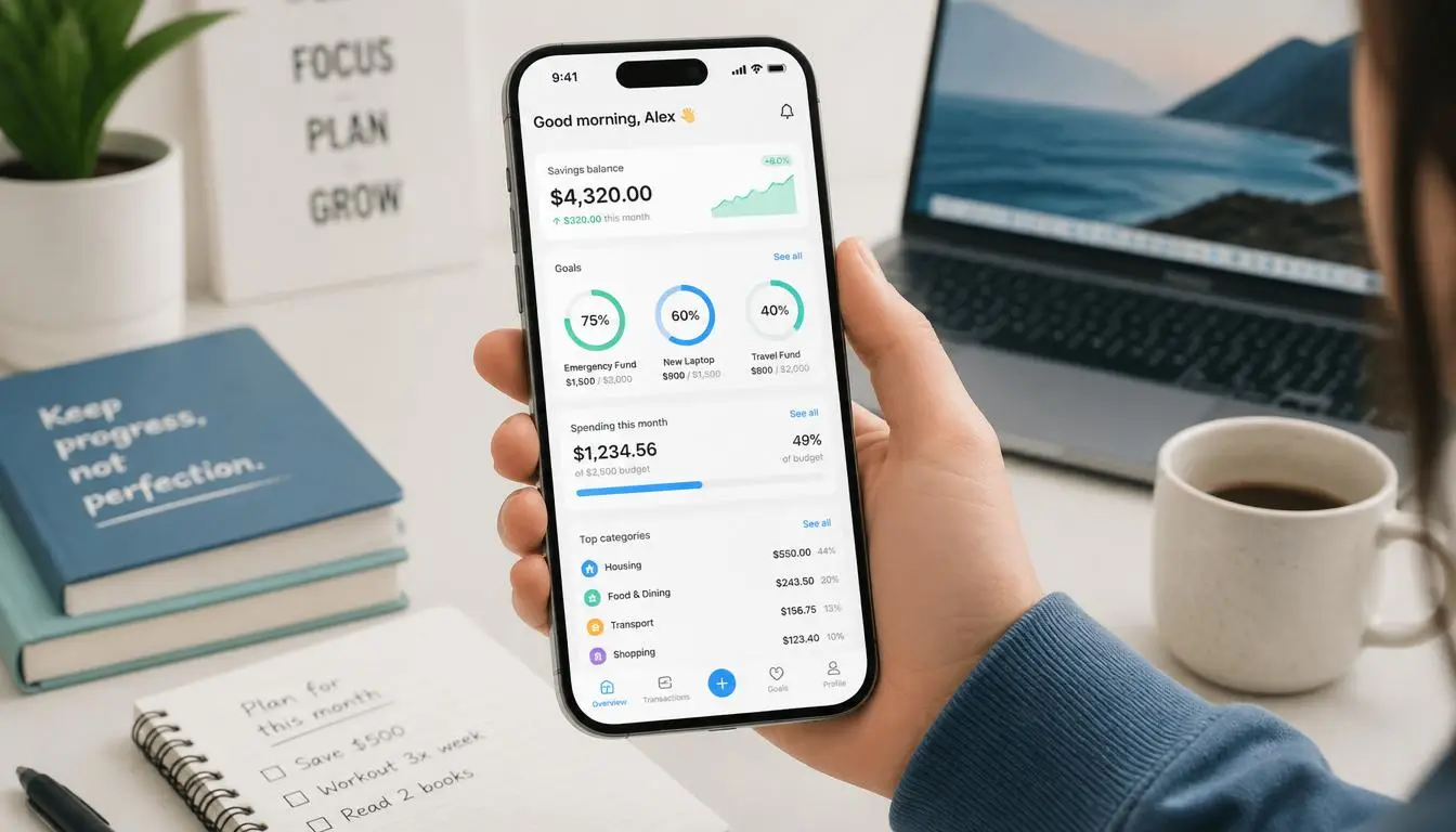 gpt image 2 a modern smartphone displaying a clean financial dashboard showing savings progr 0
